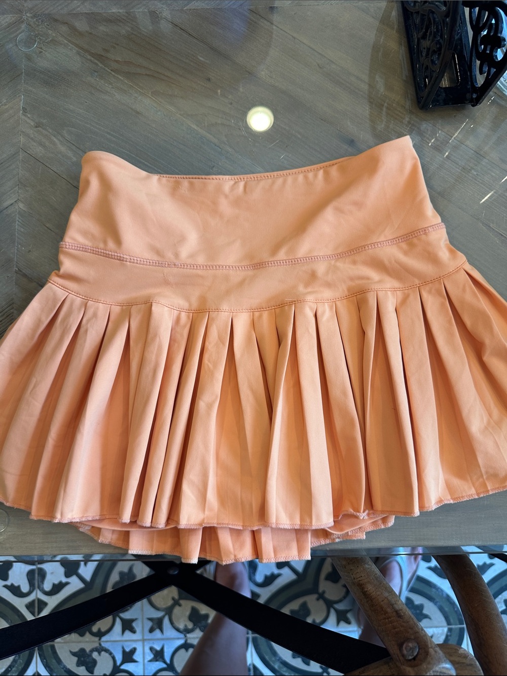 GOLDHINGE Sz XS Women's Light Orange Pleated Circle Skirt
